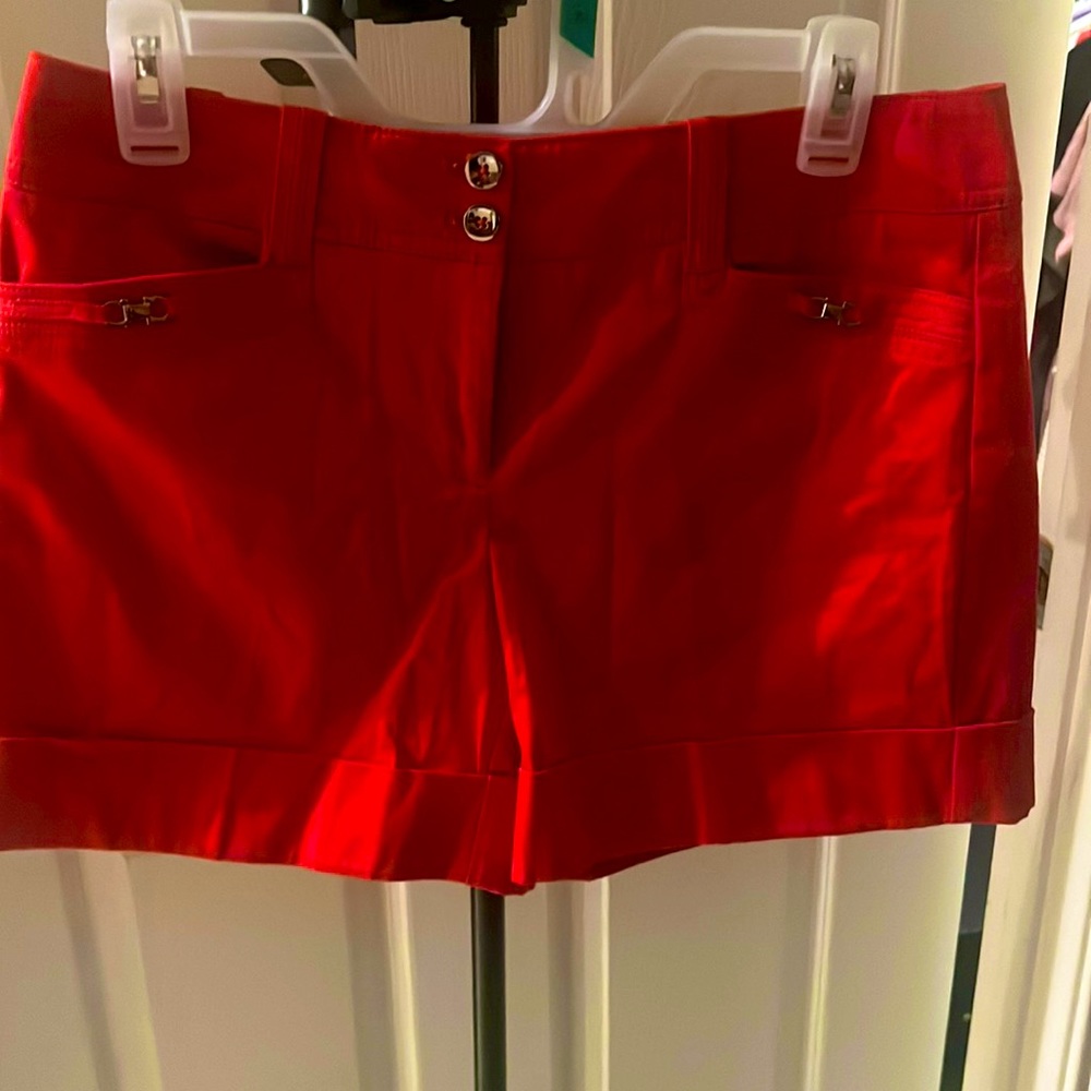 Red dress shorts